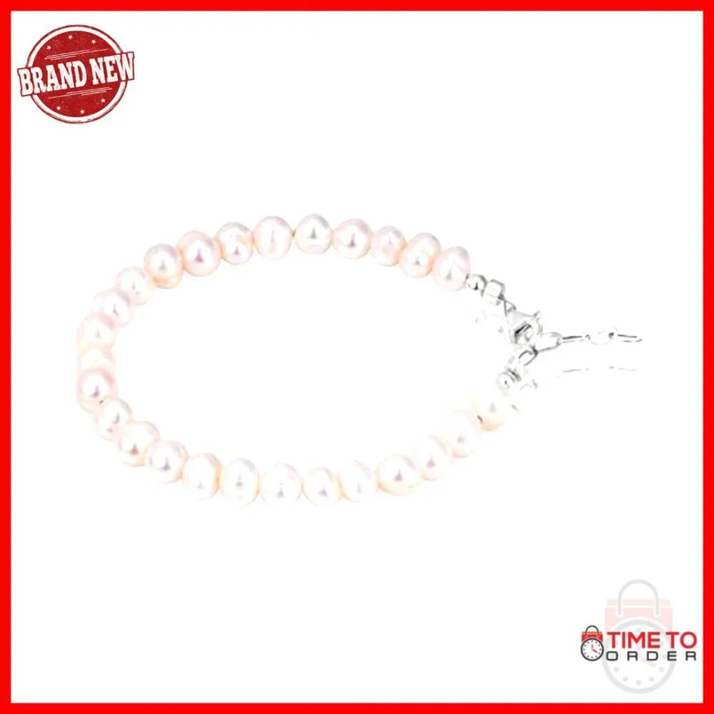 Adjustable Sterling Silver Pearl Bracelet for Toddlers 2-6 Years
